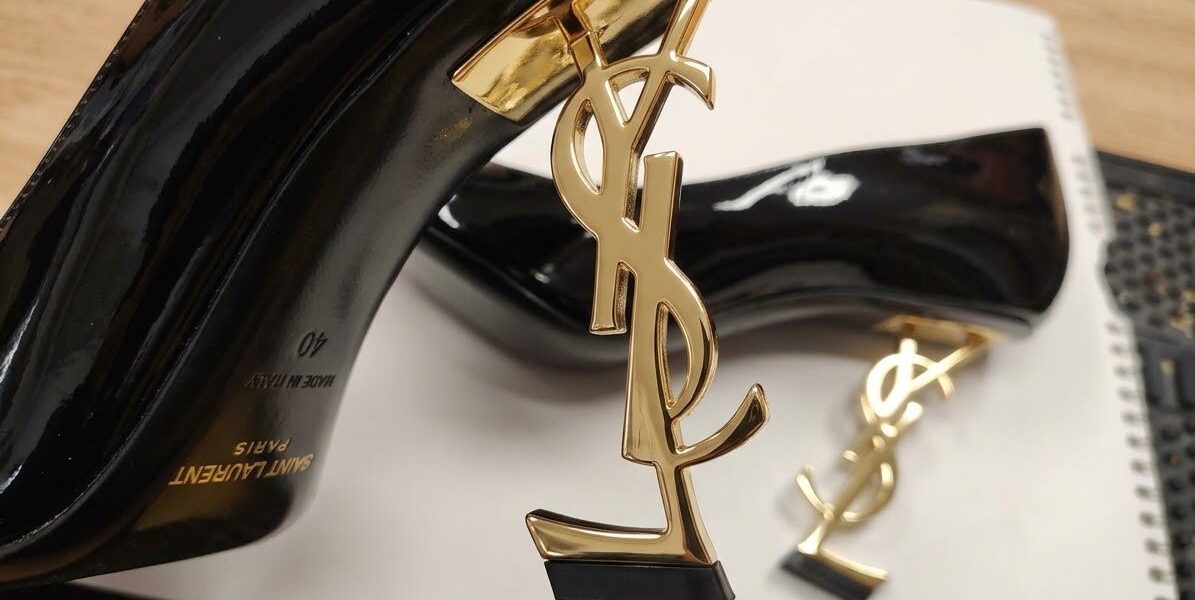 Tacco Saint Laurent con tacchetto nero nuovo in TPU montato